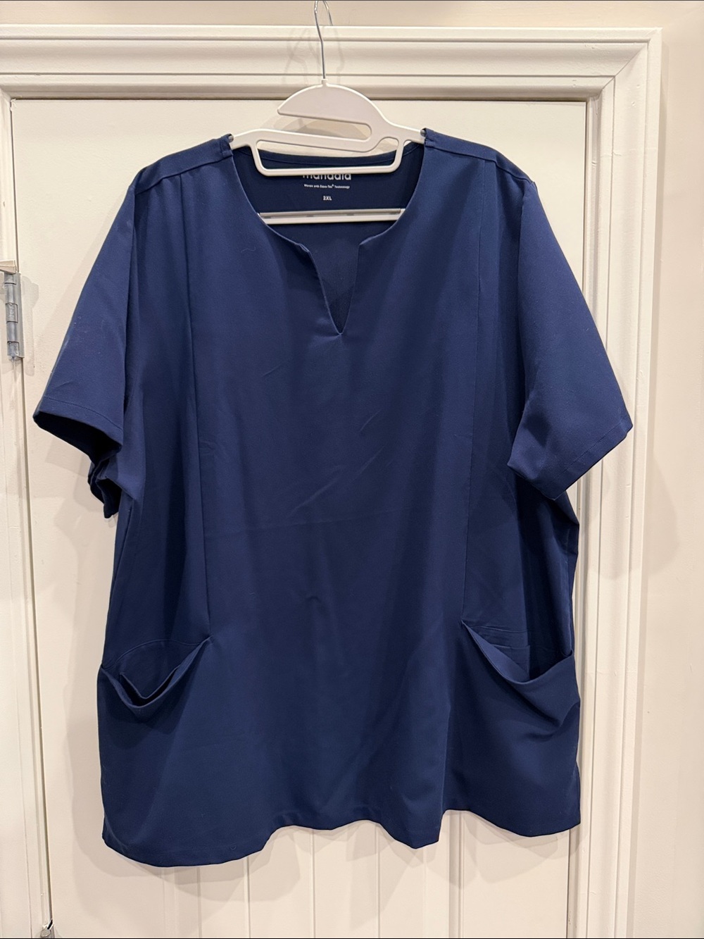 Mandala Women's Navy Notch-Neck Scrub Top